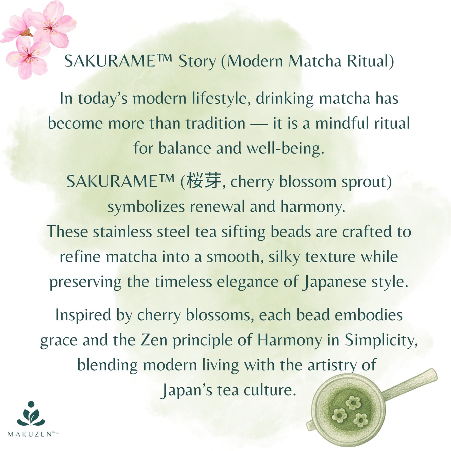 SAKURAME™ Matcha Sifting Beads – 316L Premium Food Garde Stainless Steel | Japanese Cherry blossom inspired Tea Accessory for Smooth, Clump-Free Matcha Powder