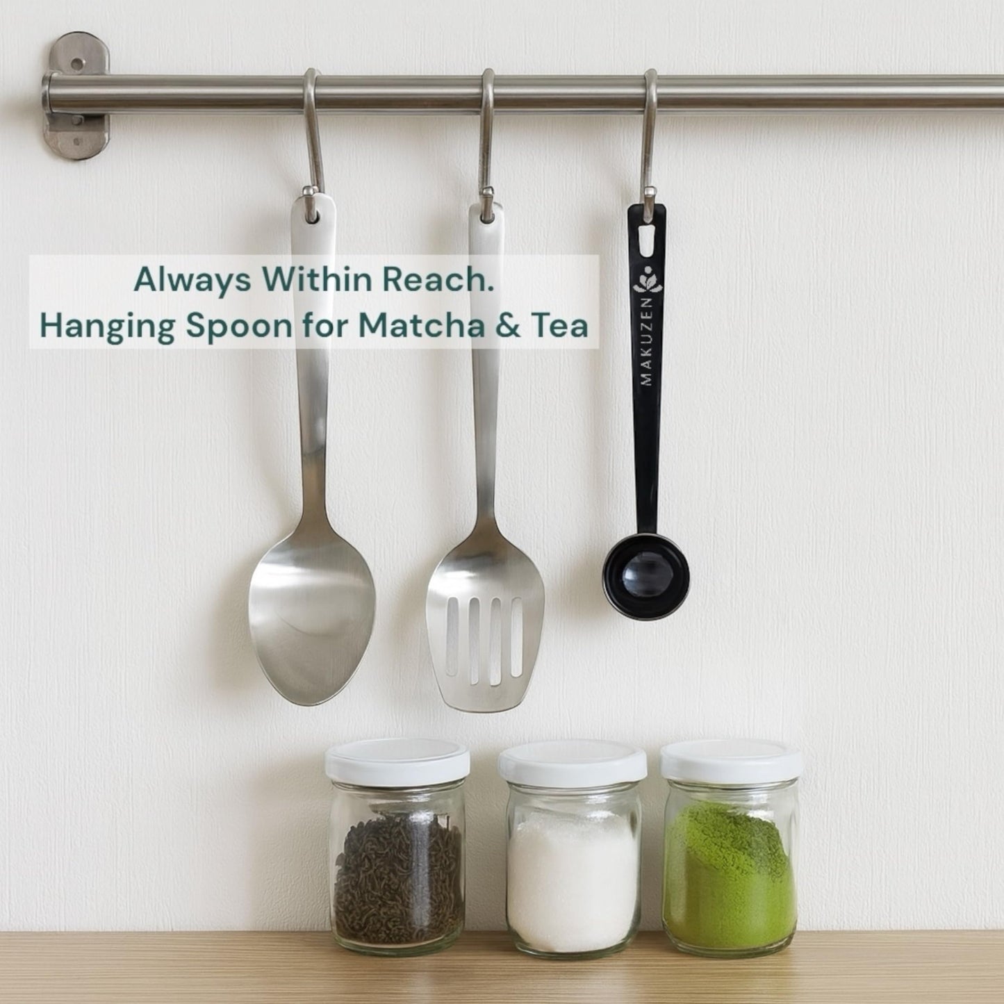 ZENSCOOP™ Stainless Steel 1 Gram (1/2 tsp) Matcha Measuring Spoon for Perfect Matcha Drinks - Long Handle with Hanging Hole