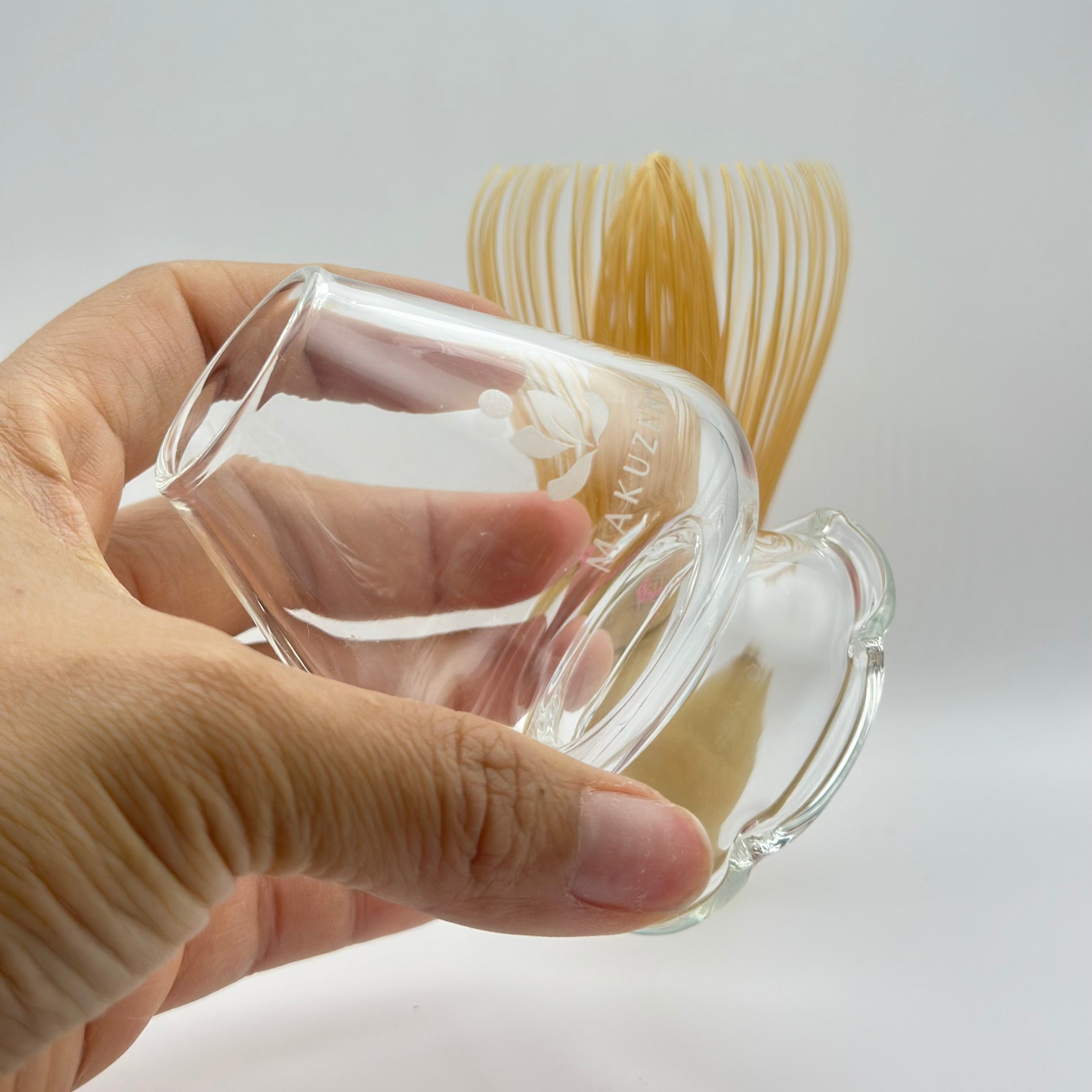 KOHANA™ Glass Matcha Whisk Holder – Flower Base Stand for Chasen | Heat-Resistant Borosilicate Glass | Japanese Tea Ceremony Tool