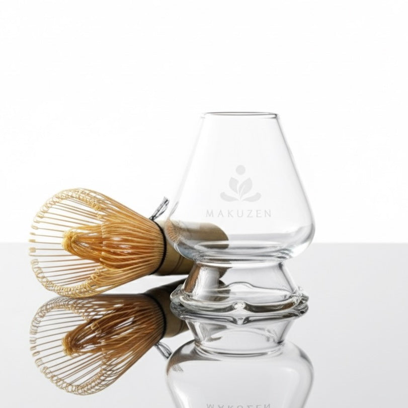 KOHANA™ Glass Matcha Whisk Holder – Flower Base Stand for Chasen | Heat-Resistant Borosilicate Glass | Japanese Tea Ceremony Tool